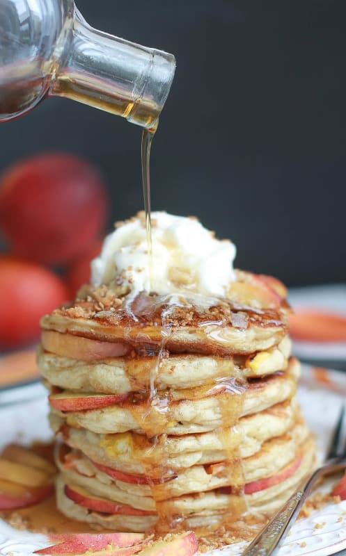 Pan-Fried Peach Cobbler Pancakes