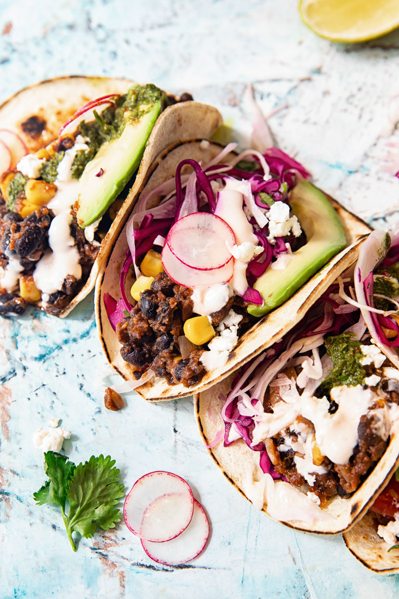 Half-Servings Black Bean and Corn Tacos with Cilantro Lime Slaw