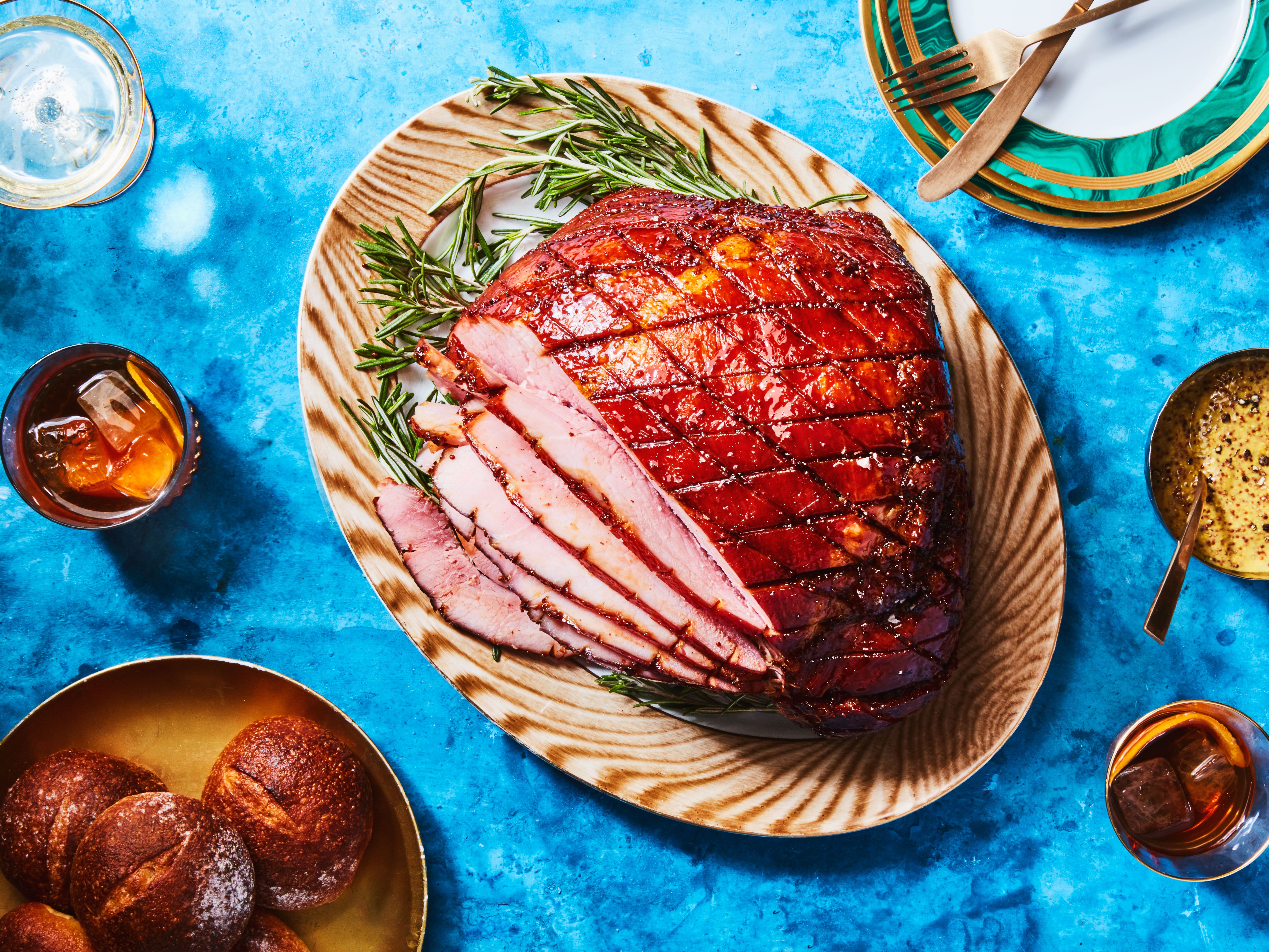 Maple-Glazed Ham with Dijon Mustard and Brown Sugar