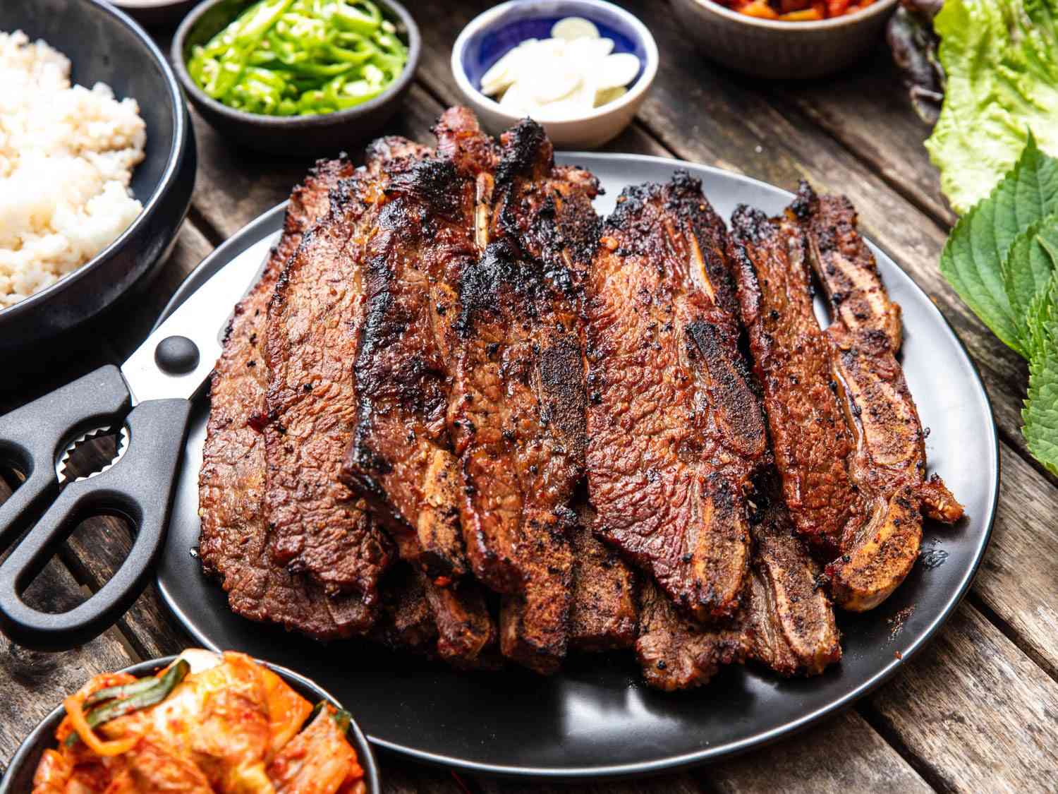 Gas-Grilled Korean-Style Marinated Short Ribs (Galbi)