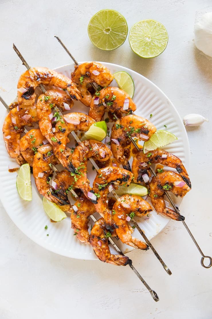 Cachaça-Glazed Grilled Shrimp Skewers with Lime