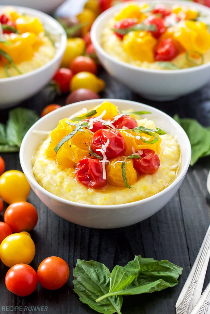 Italian Oven-Baked Polenta with Roasted Cherry Tomatoes and Parmesan