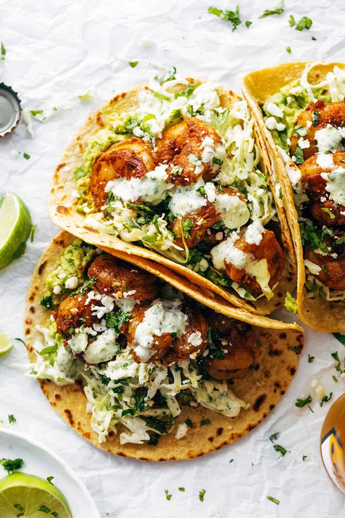 Spicy Gulf Shrimp Tacos with Lime-Cilantro Slaw