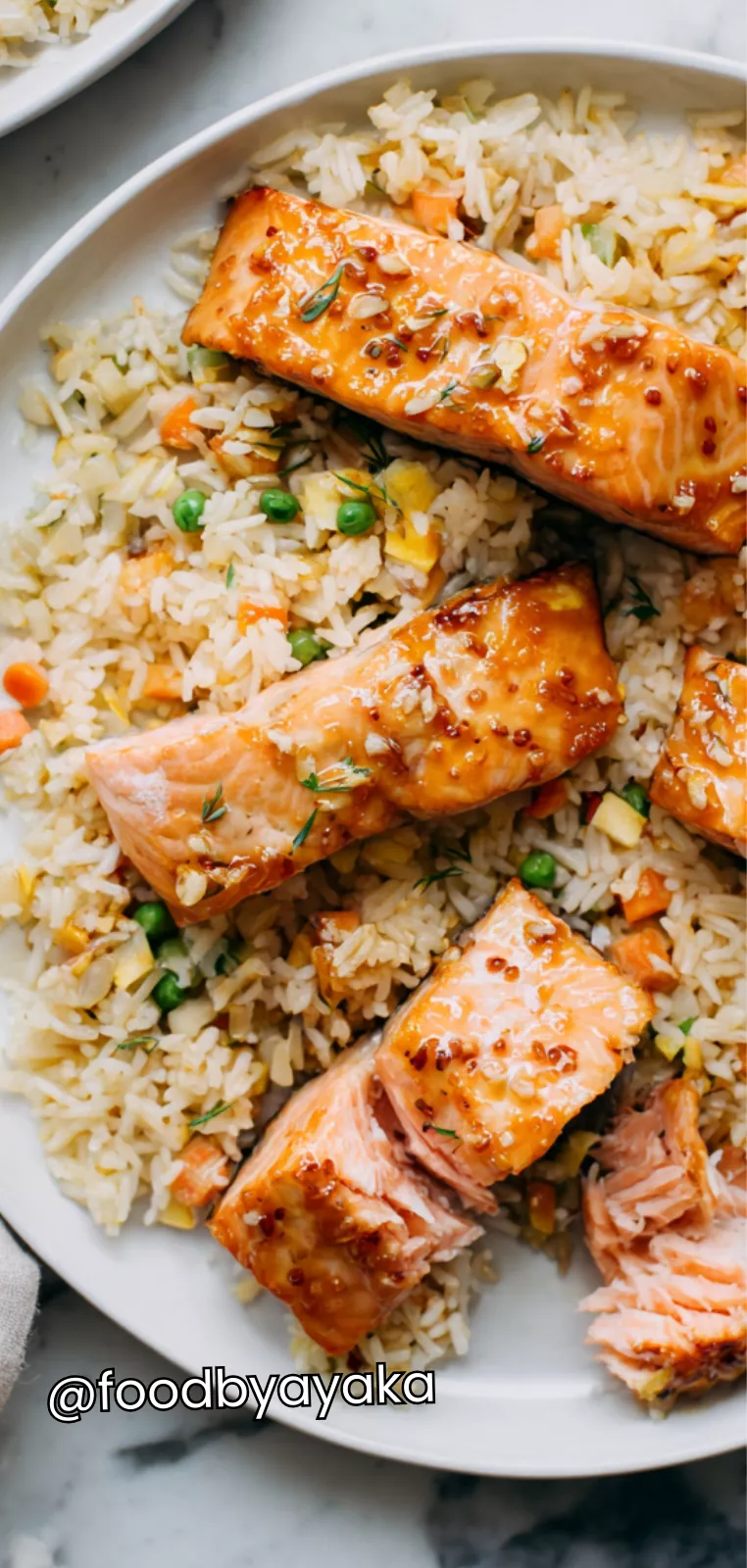 Honey-Glazed Salmon with Ginger-Soy Glaze and Sesame Rice