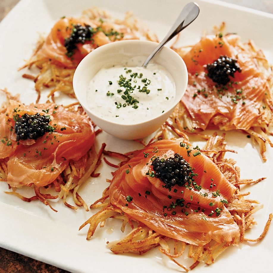 Boxty Potato Pancakes with Smoked Salmon and Dill Cream