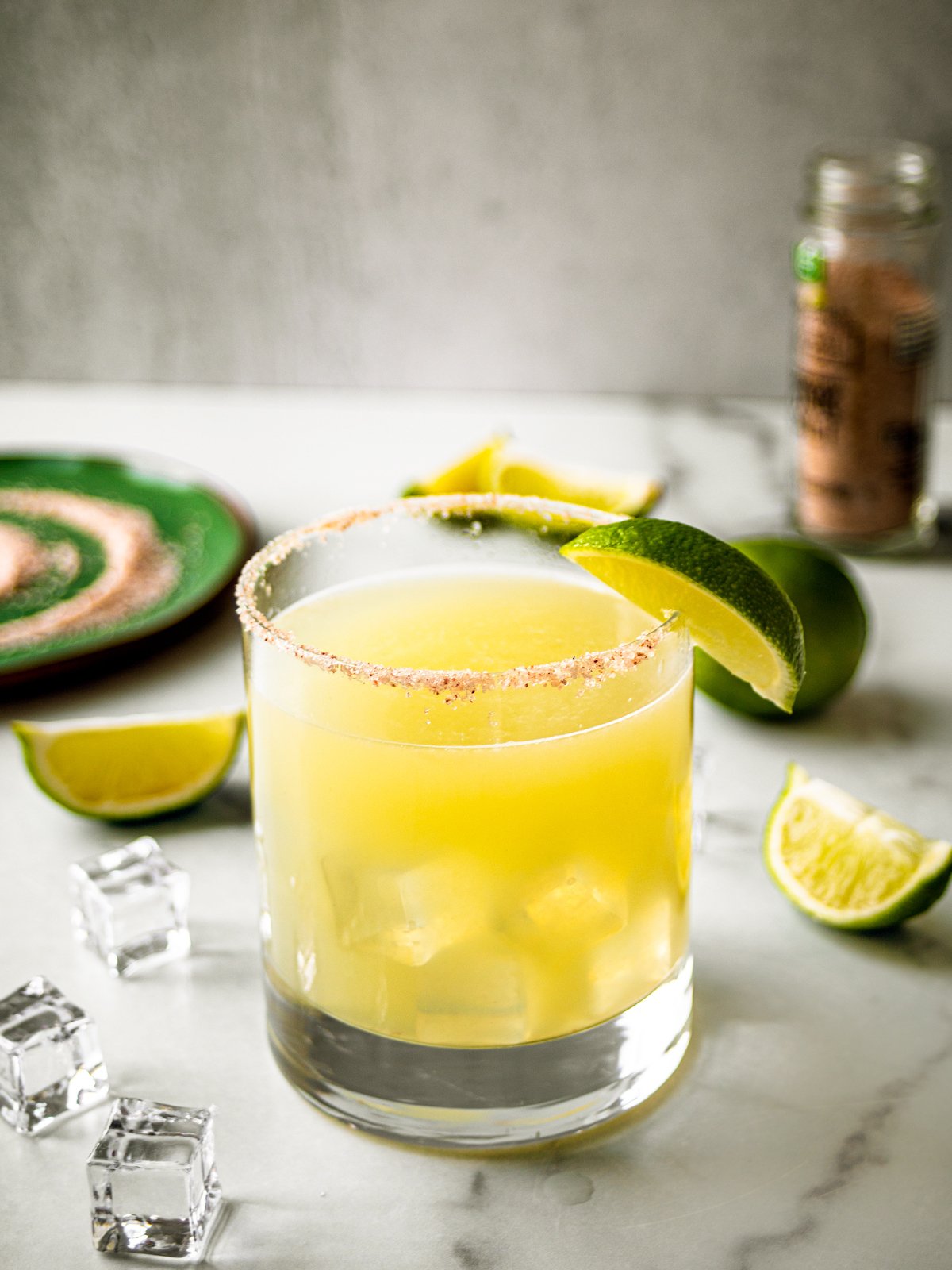 Chilled Salt-Rimmed Lime Margarita with Triple Sec