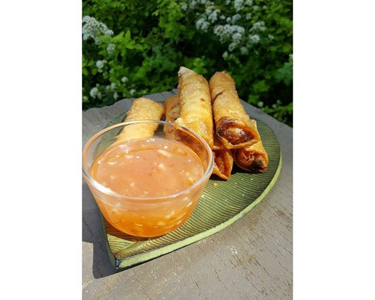 Garlic-Pork Lumpia with Sweet Soy Dipping Sauce