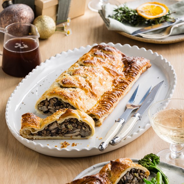 Rich Mushroom and Walnut Wellington with Parkside Red Wine Sauce