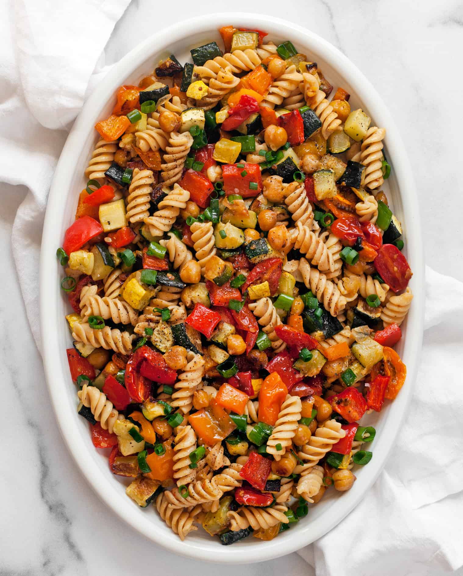 Photon Pasta Salad with Crispy Chickpeas