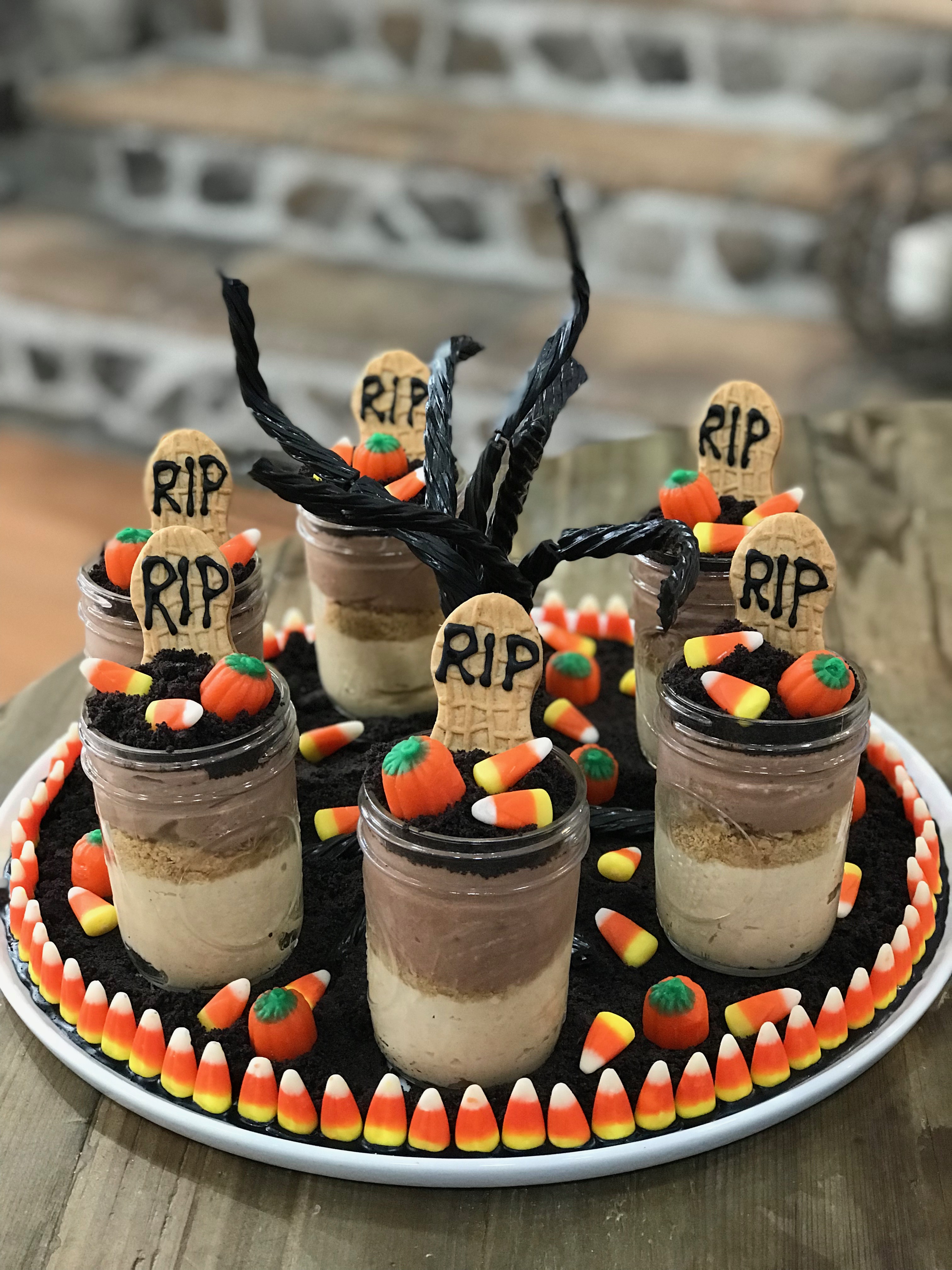 Chocolate Dirt Cups with Ghost Meringue Toppers
