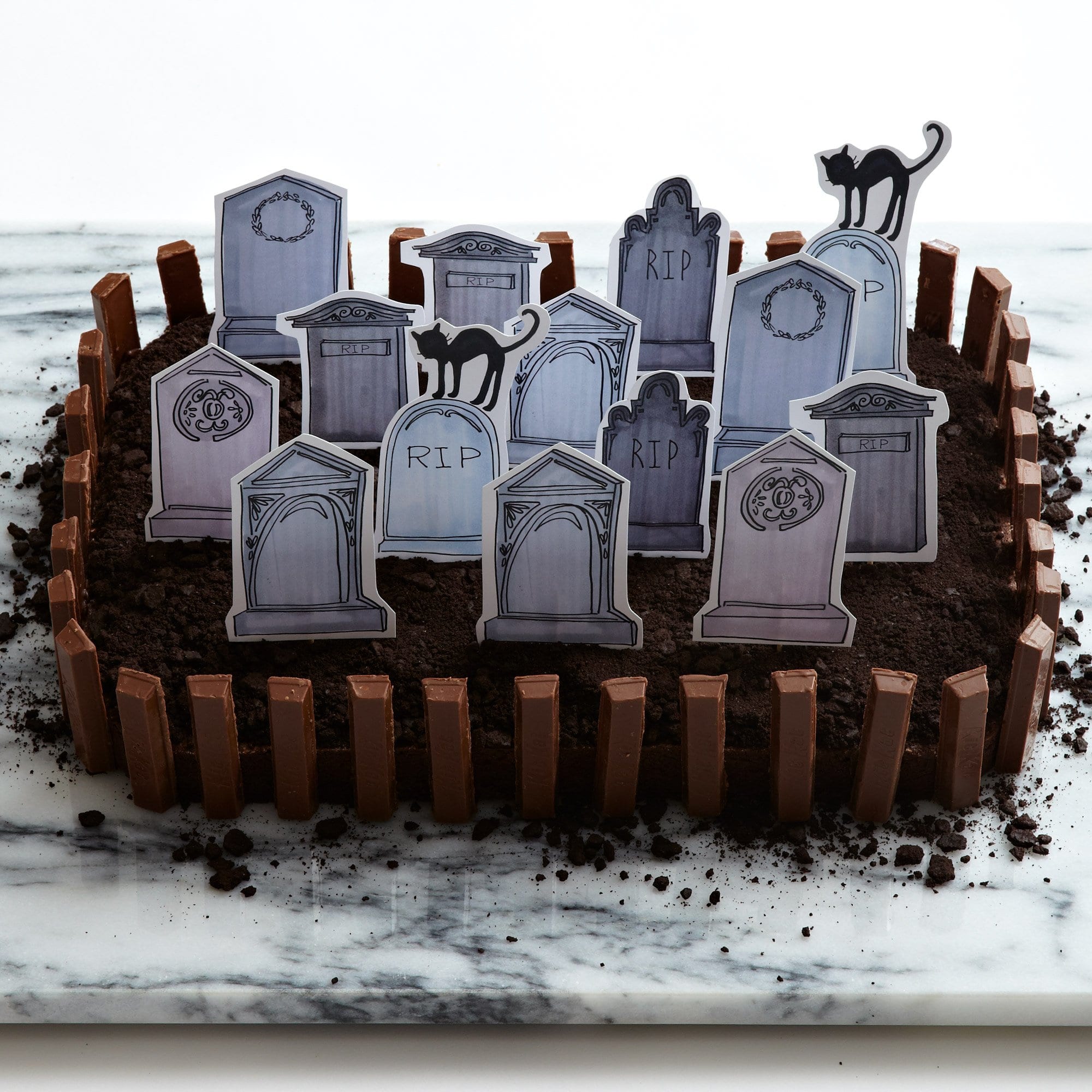 Halloween Graveyard Brownie Bars with Tombstone Decor