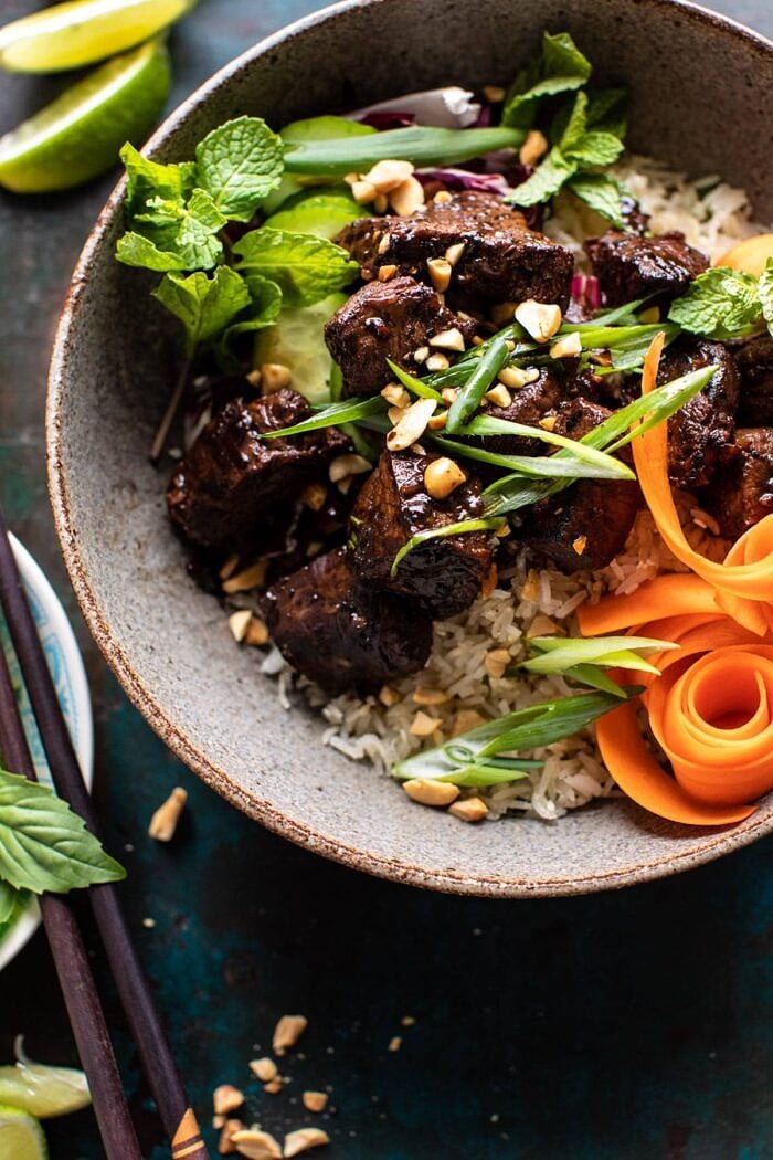 Vietnamese-Inspired Rice Bowl with Herb Pesto
