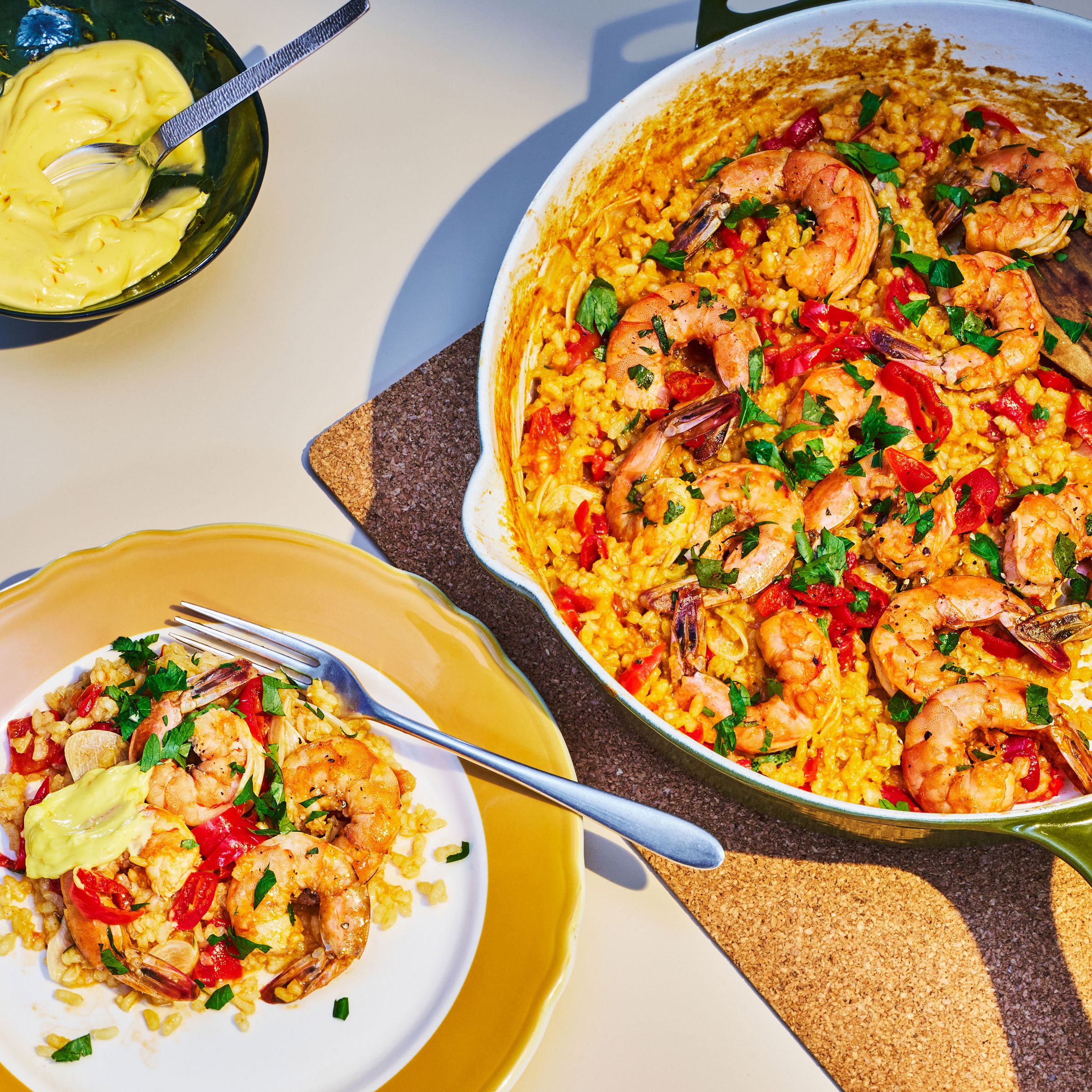 Sautéed Garlic Shrimp with Spanish Saffron Rice