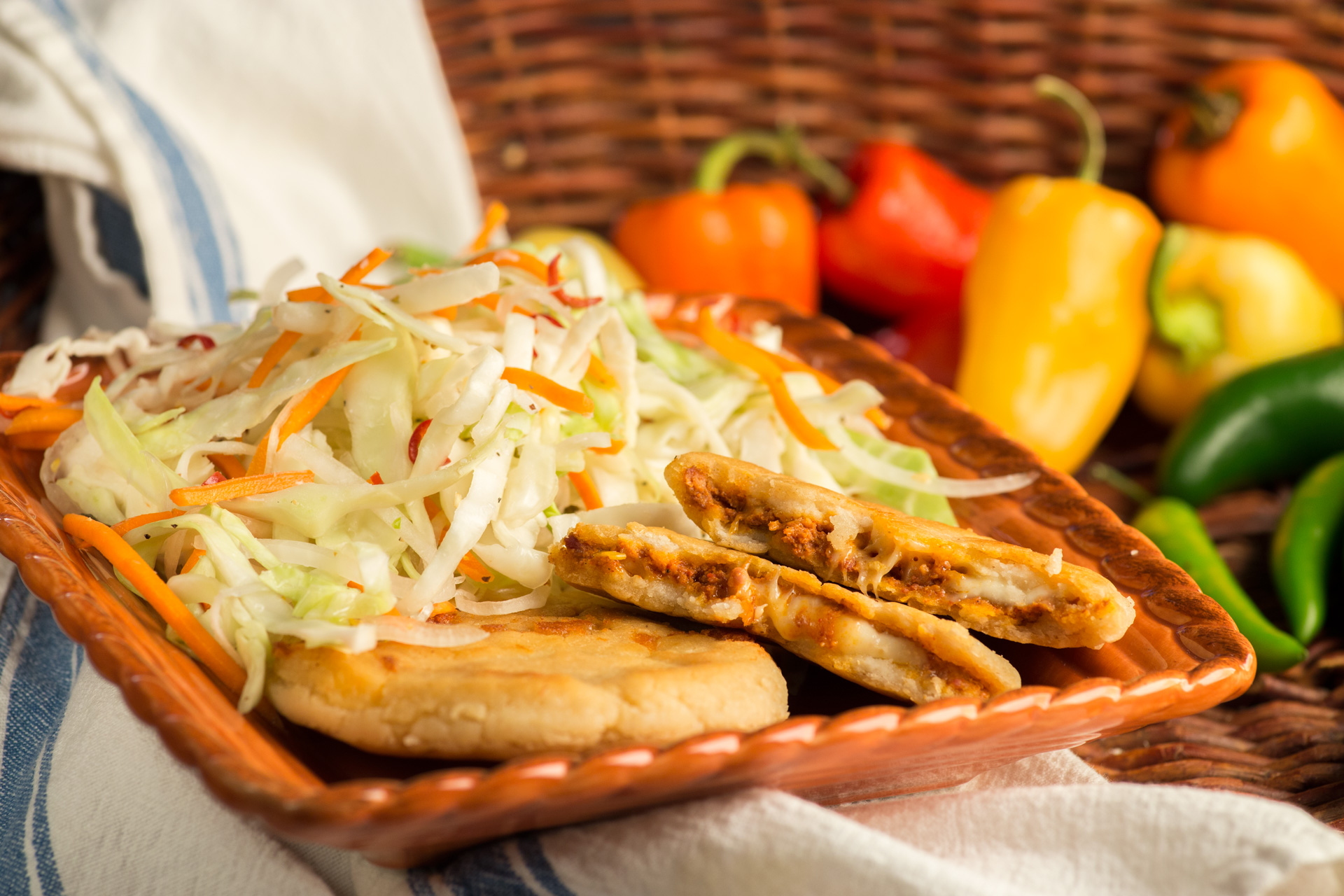 Stuffed Pupusas with Quesillo and Curtido Slaw