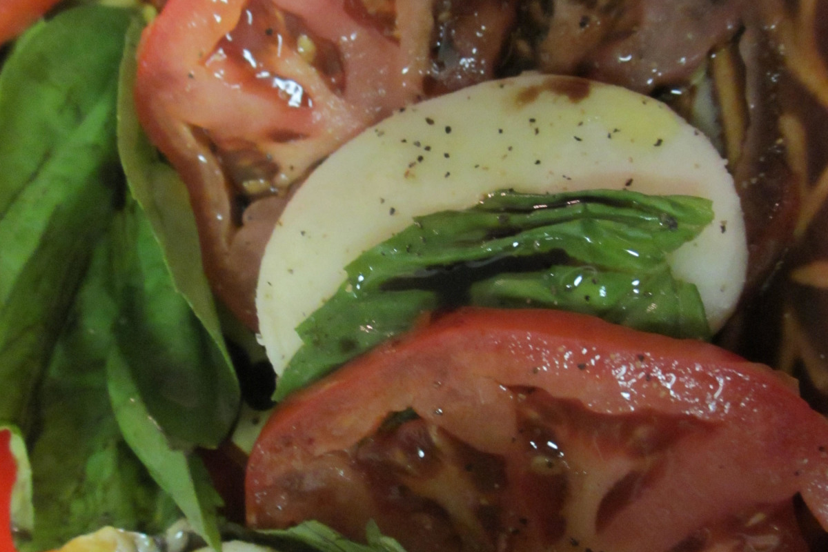 Caprese Tomato and Mozzarella Stack with Basil Oil