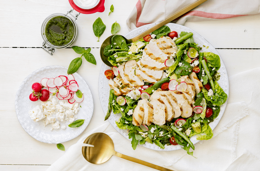 Grilled Herb-Marinated Chicken with Spring Vegetable Salad