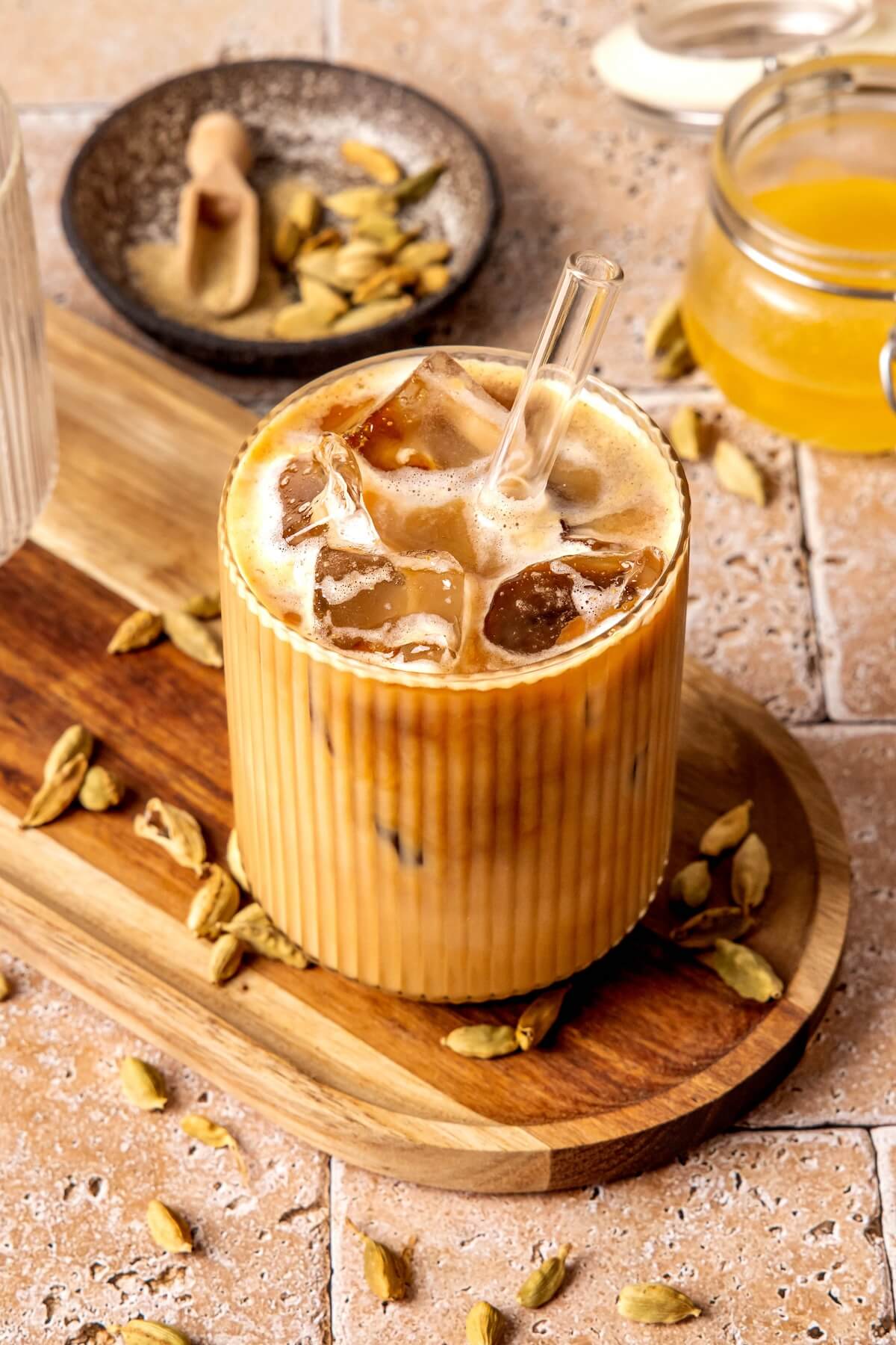 Honey Cardamom Chai Latte with Coconut Milk
