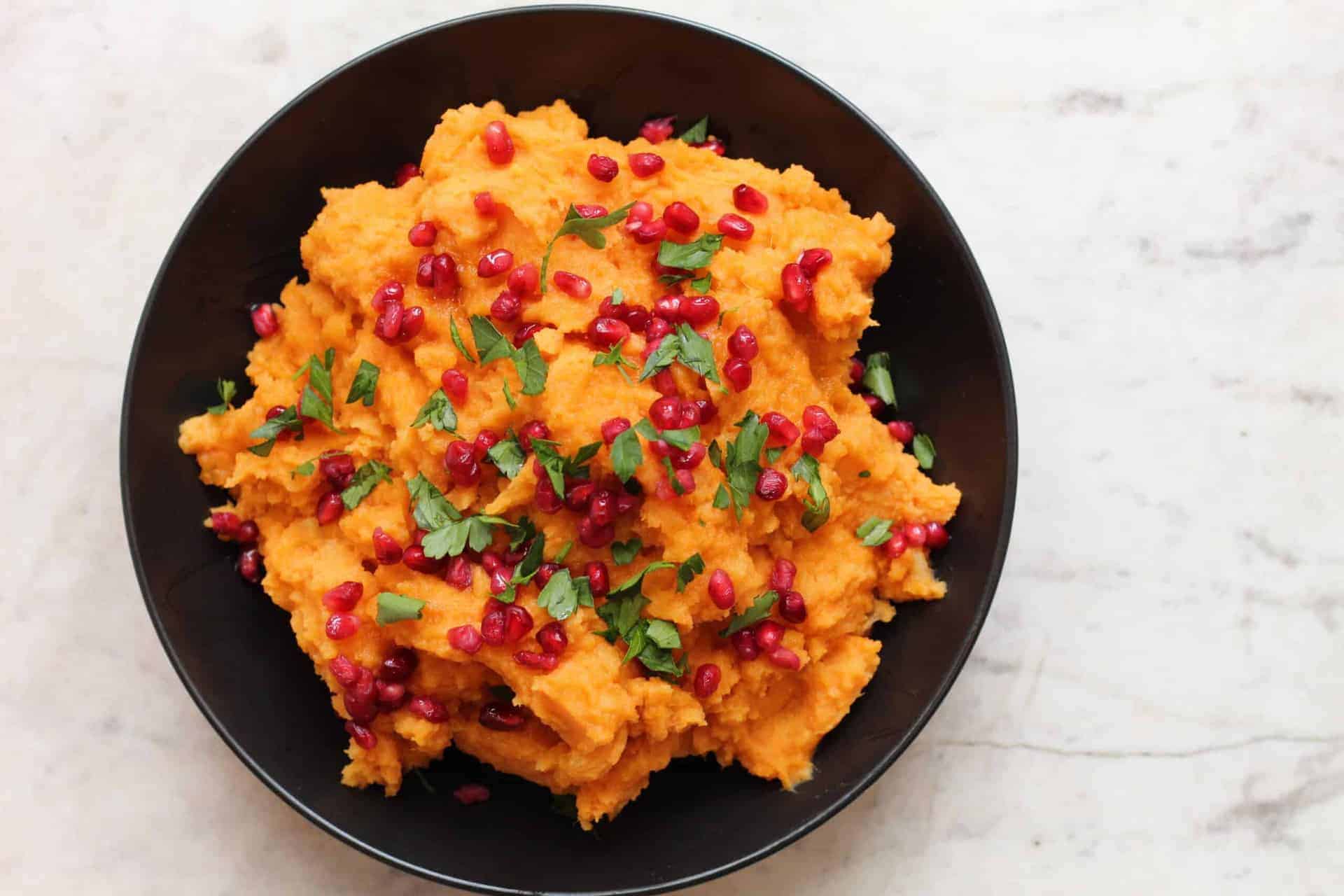 Honey-Spiced Roasted Sweet Potatoes with Pomegranate Seeds