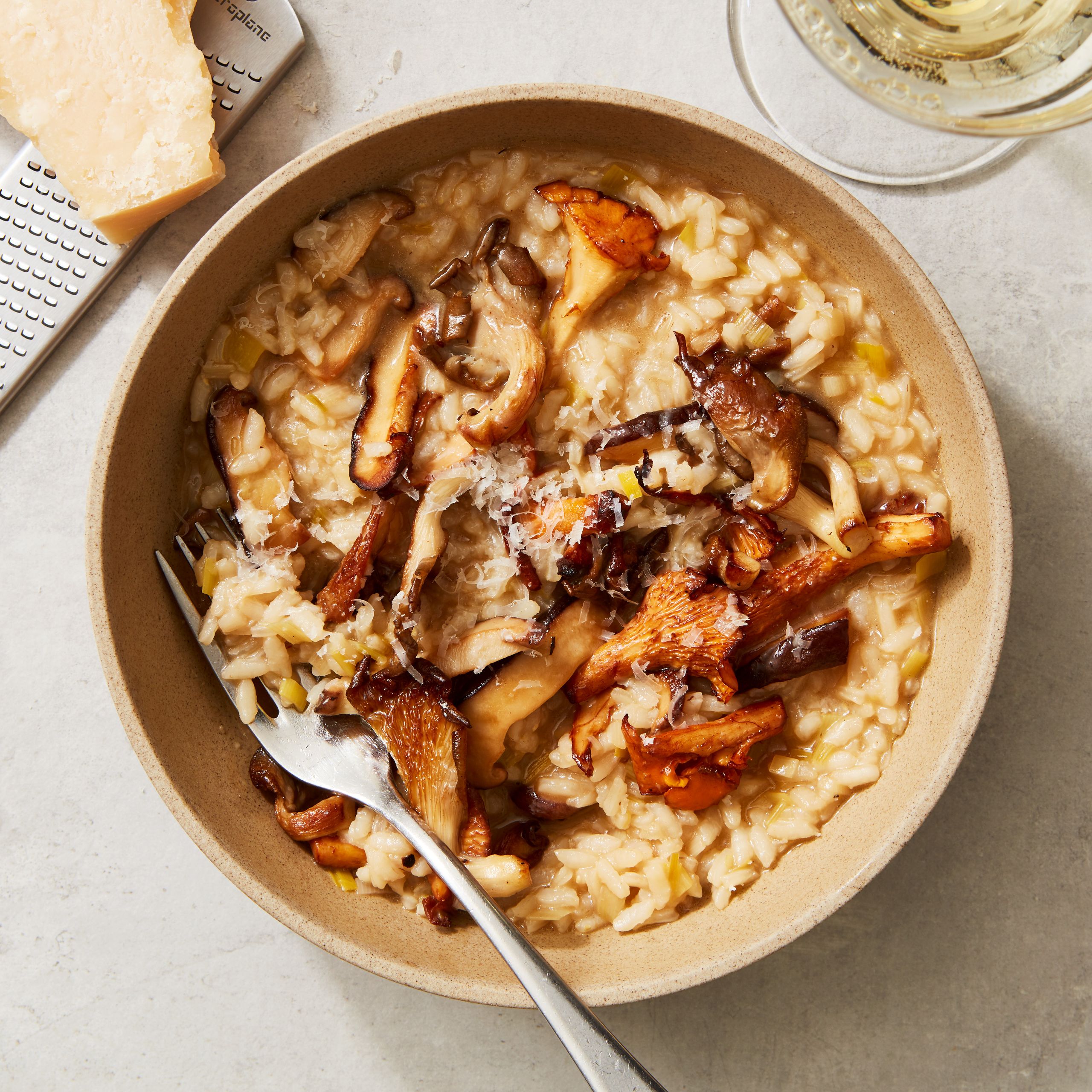 Sautéed Wild Mushroom Risotto with Parmesan Crisp