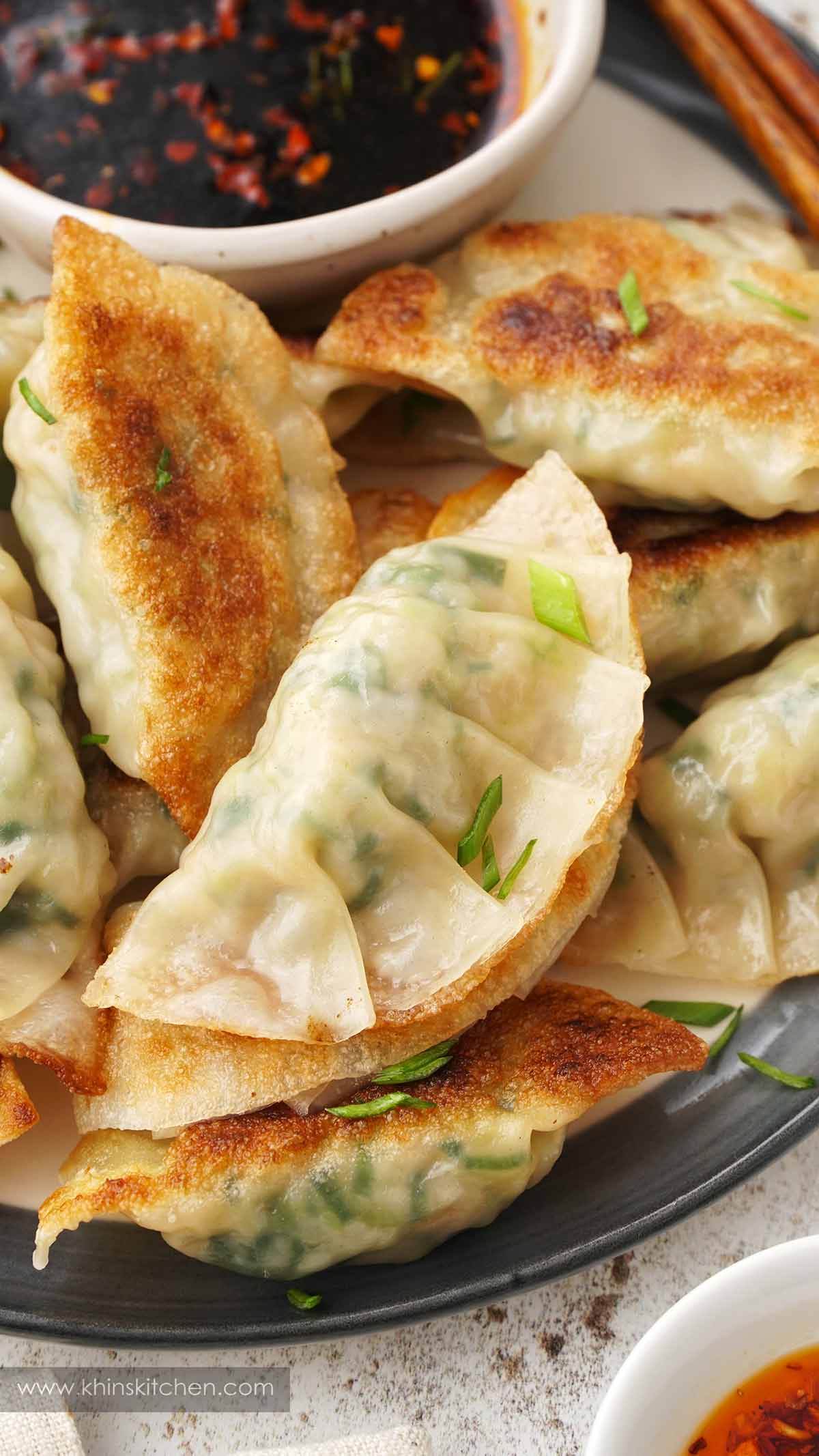 Deep-Fried Spicy Shrimp Gyoza with Sweet Chili Sauce