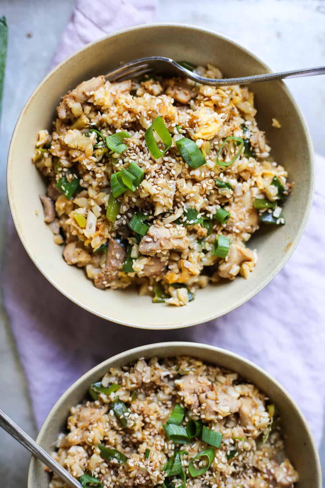 Whole30 Cauliflower Fried Rice with Ginger and Scallions