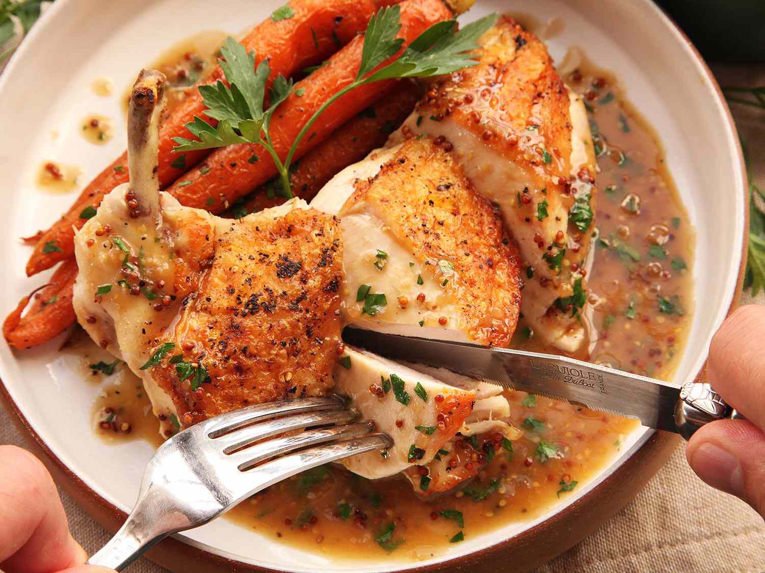 Crispy Pan-Roasted Chicken with English Mustard Sauce