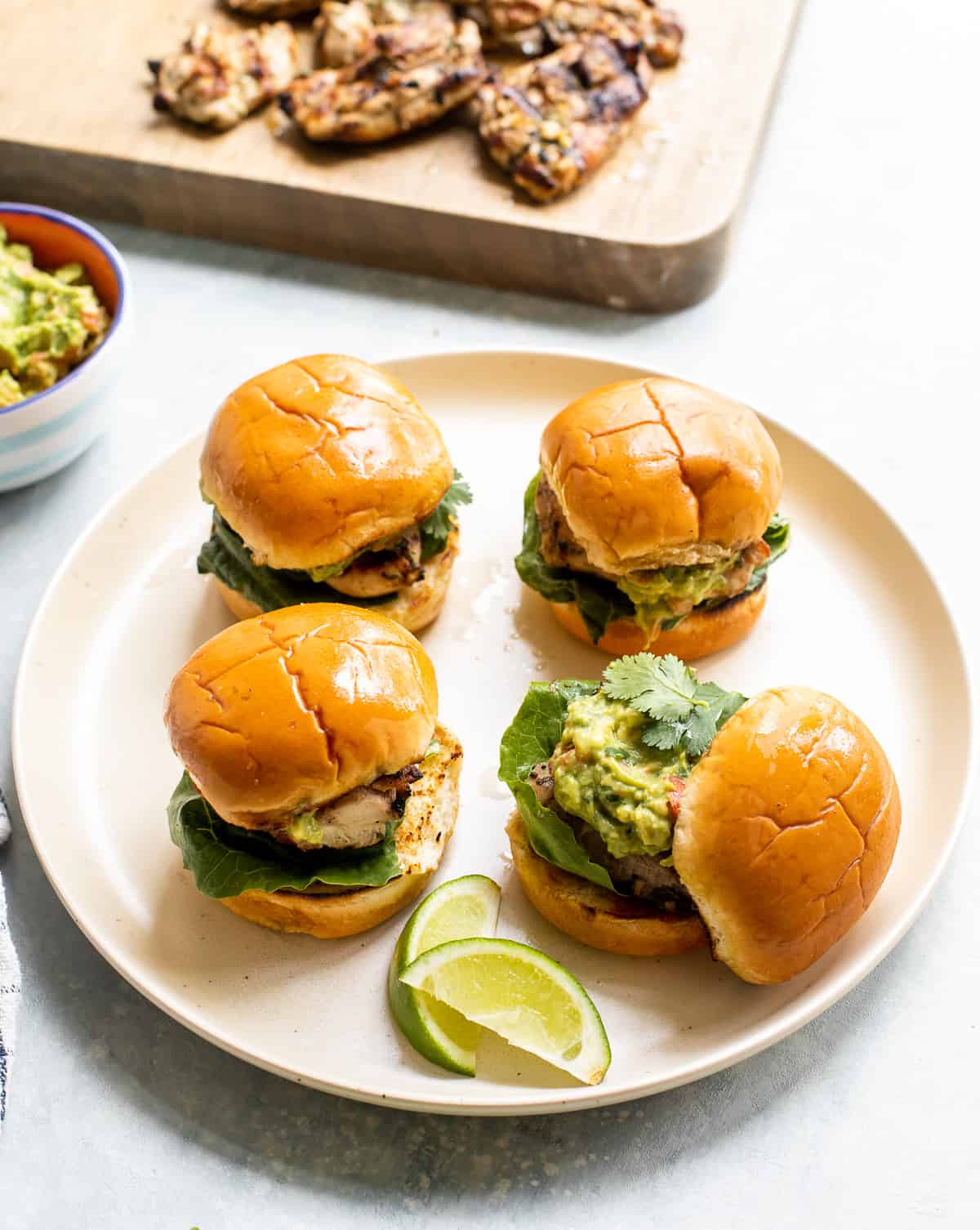 Grilled Chipotle-Lime Chicken Sliders with Avocado Crema
