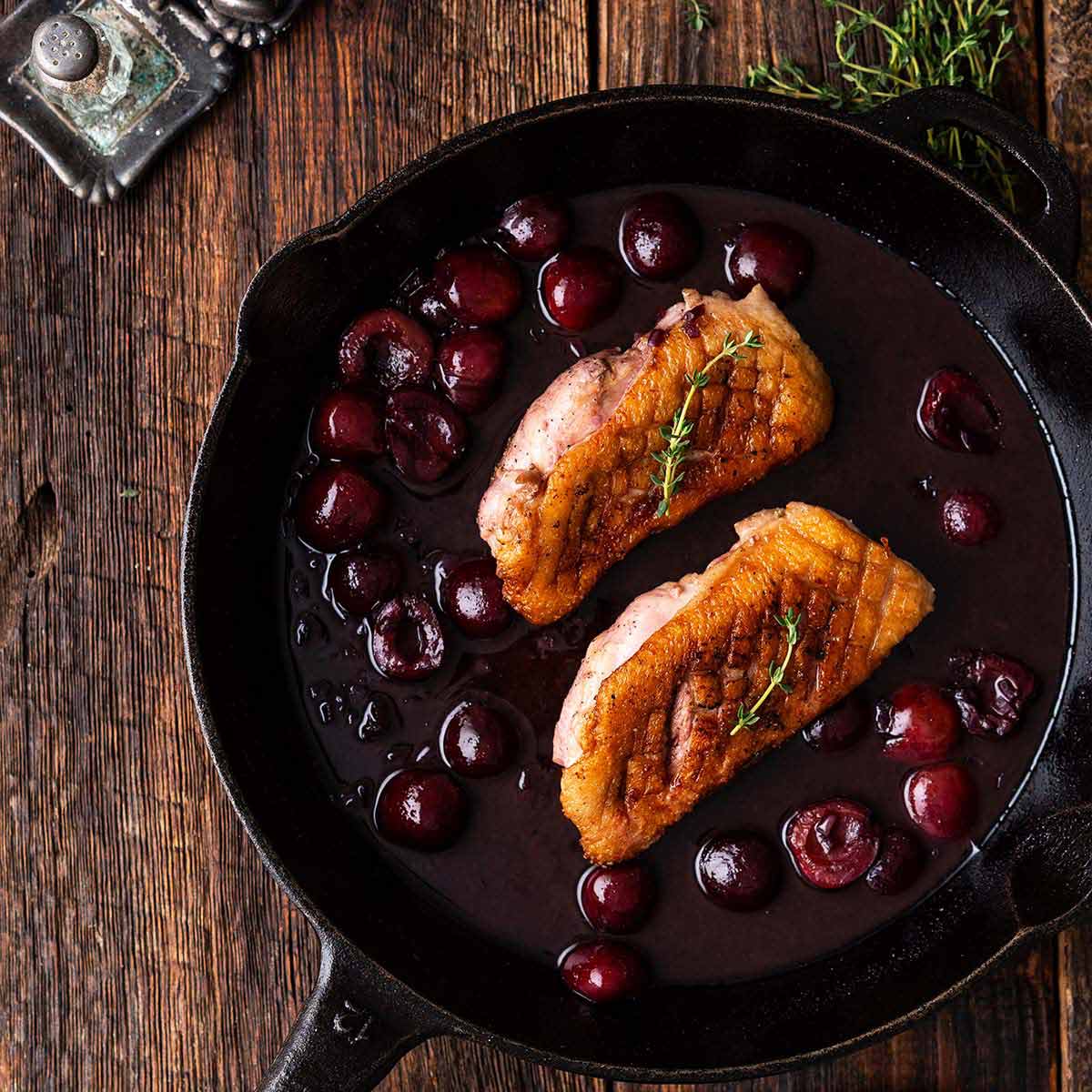 Pan-Seared Duck Breast with Cherry Red Wine Sauce