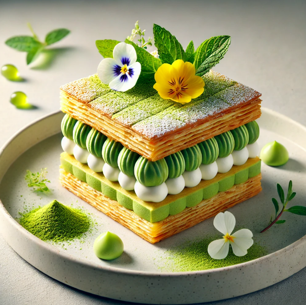 Twelve-Layered Chrysanthemum Matcha Mille-Feuille