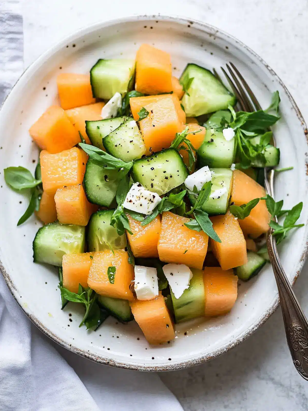 Hydrating Cucumber-Melon Salad with Lemon Vinaigrette