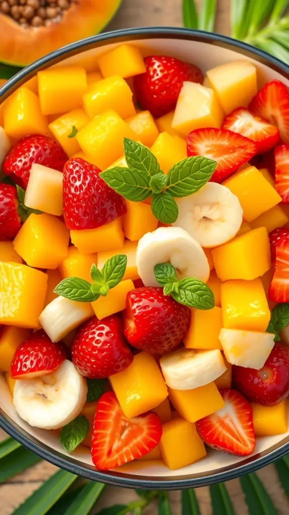 Tropical Brazilian Fruit Salad with Lime and Mint
