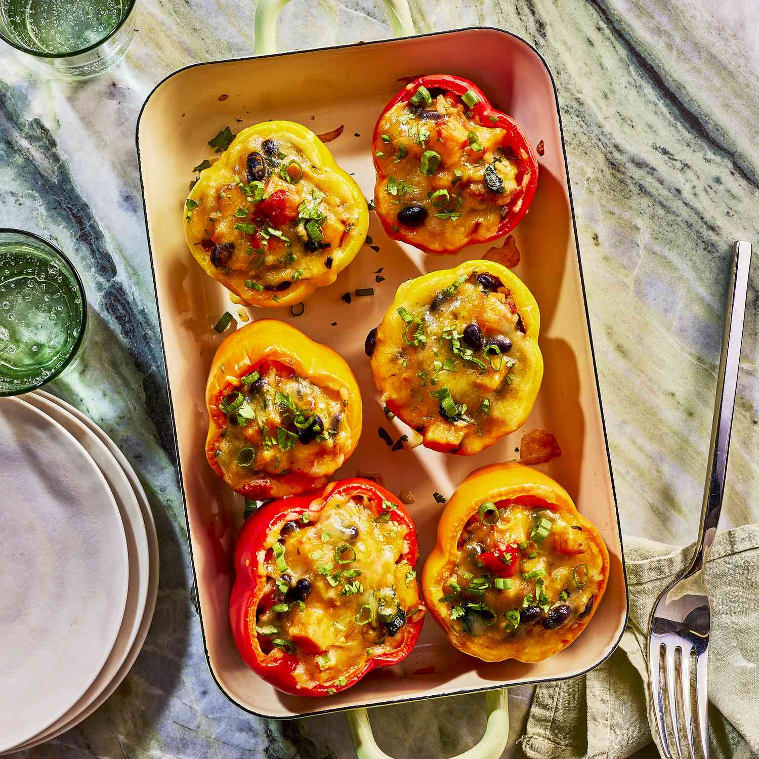 Hearty Kale & Sweet Potato Stuffed Peppers