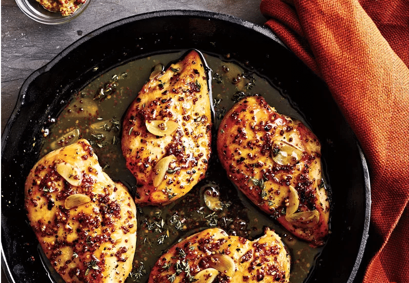 Pan-Seared Chicken Thighs with Maple-Mustard Glaze