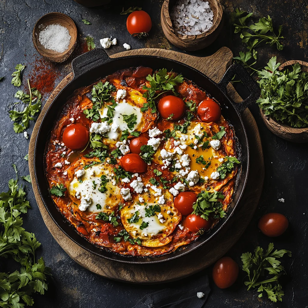 Baked Mediterranean Shakshuka with Feta and Fresh Herbs