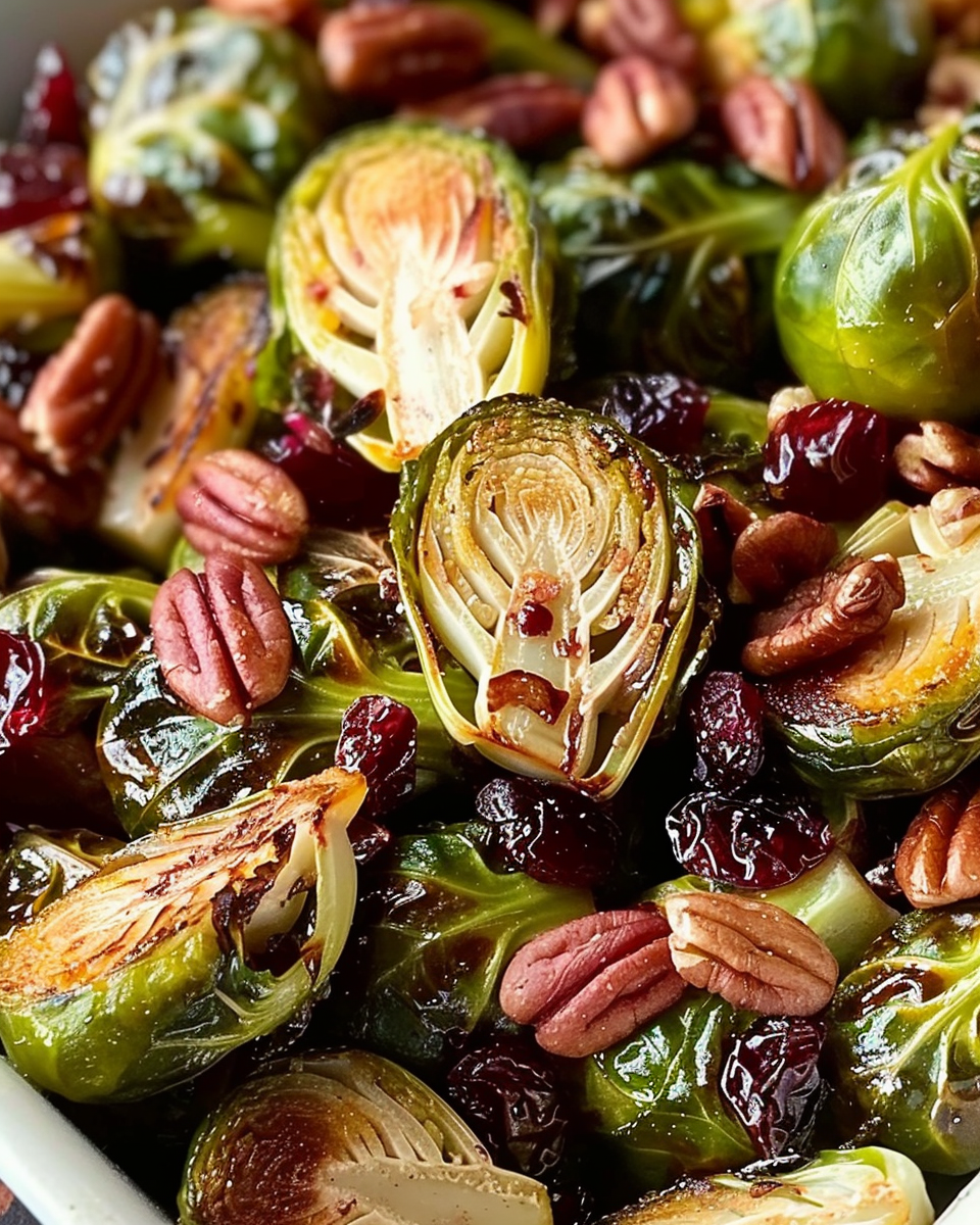 Maple-Roasted Brussels Sprouts with Pecans and Cranberries