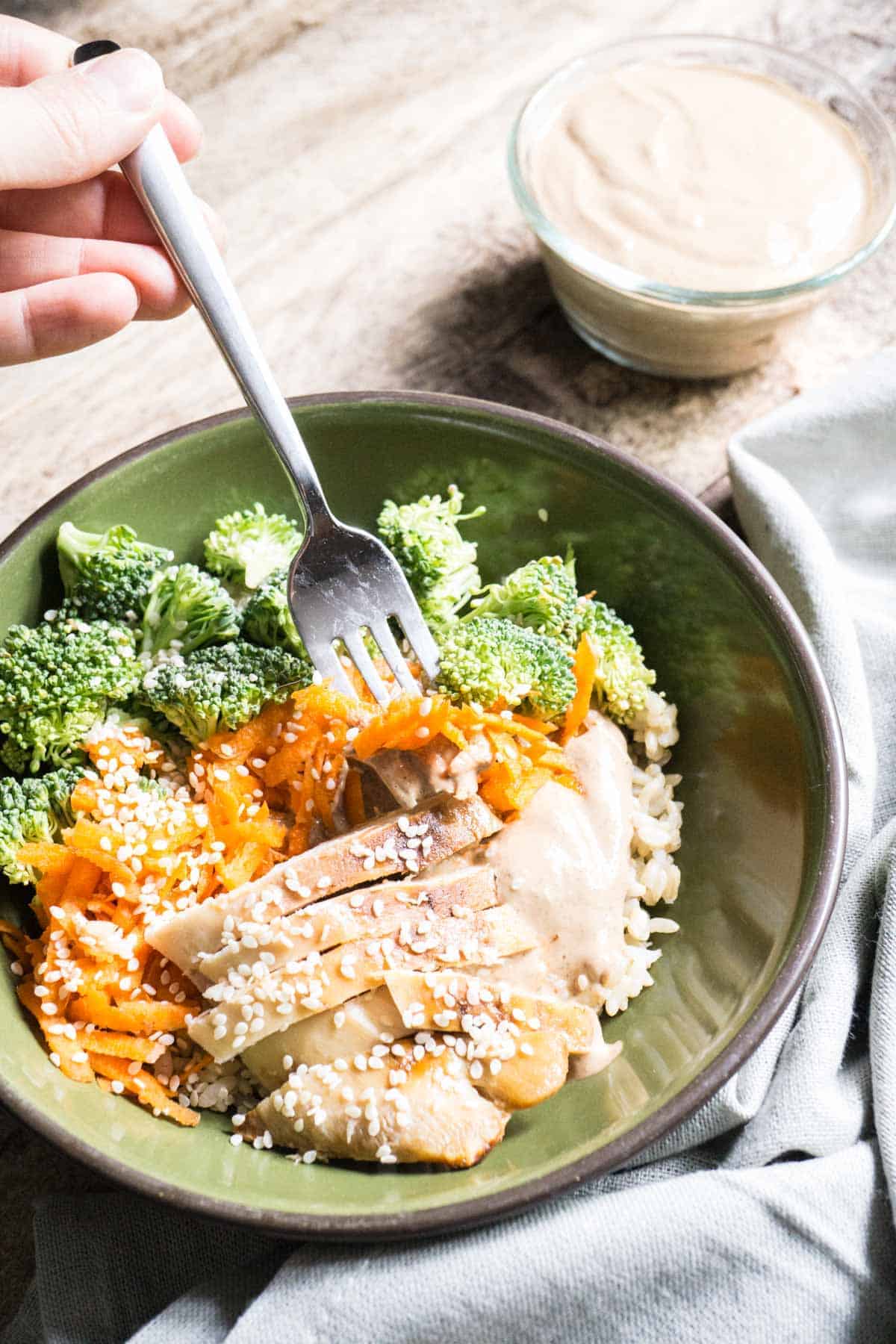 Five-Color Rice Bowl with Sesame-Glazed Chicken