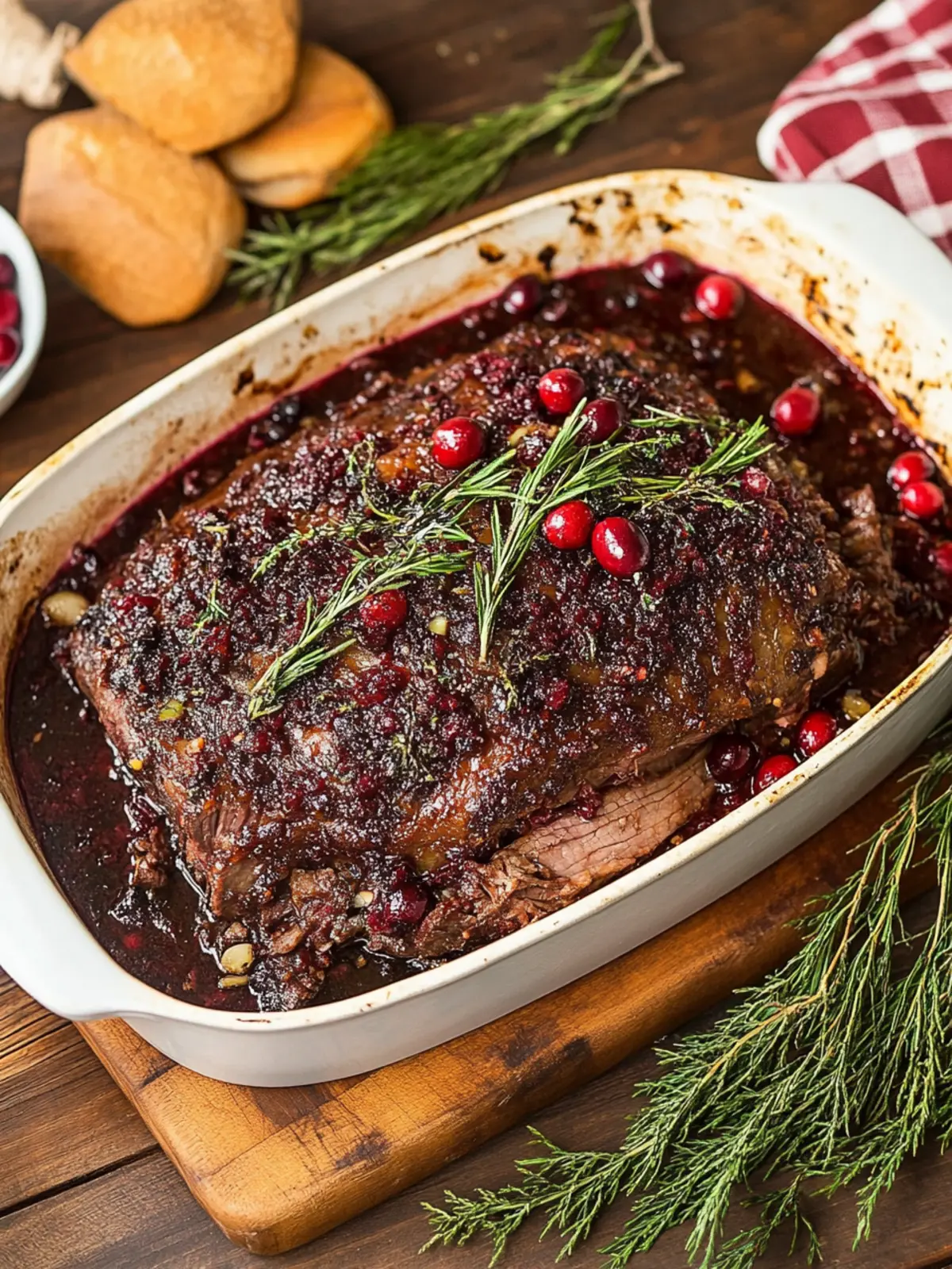 Herbed Roasted Brisket with Horseradish-Cranberry Sauce