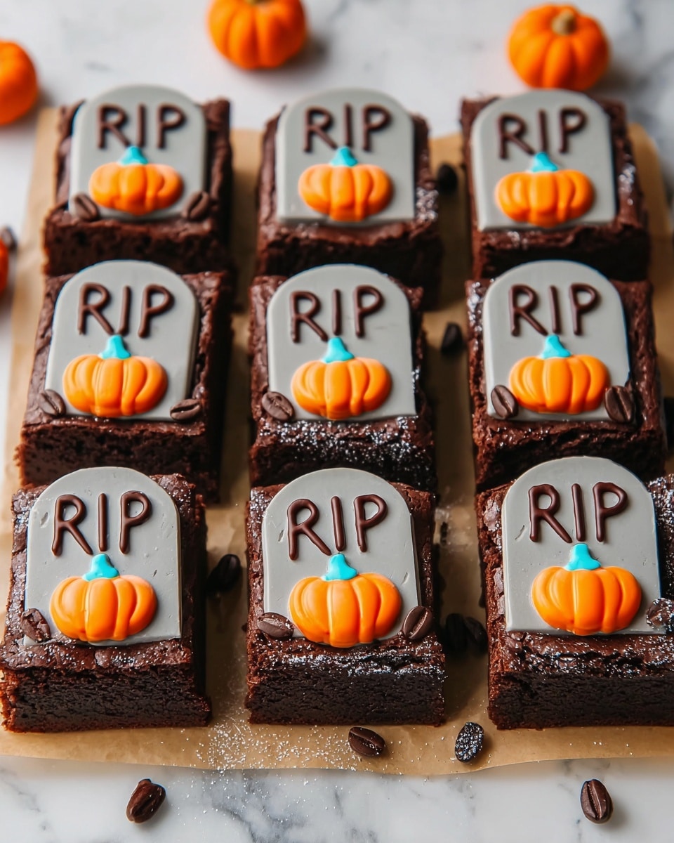 Chocolate Graveyard Brownies with Candy Tombstones