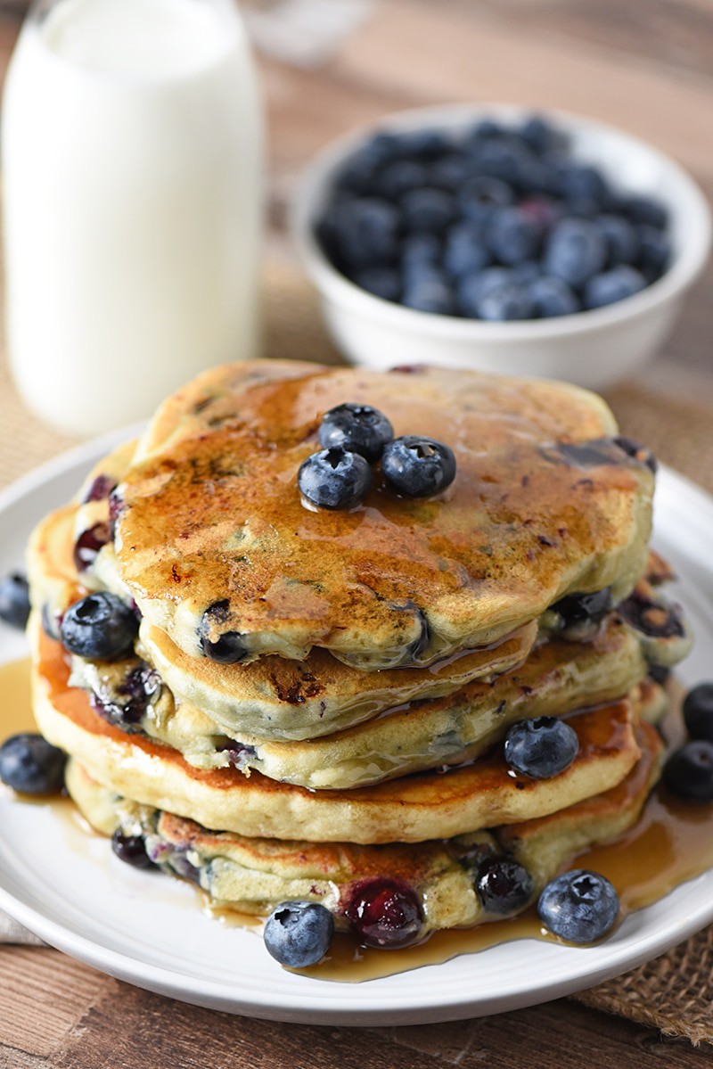 Gluten-Free Buttermilk Pancakes with Maple Blueberry Compote