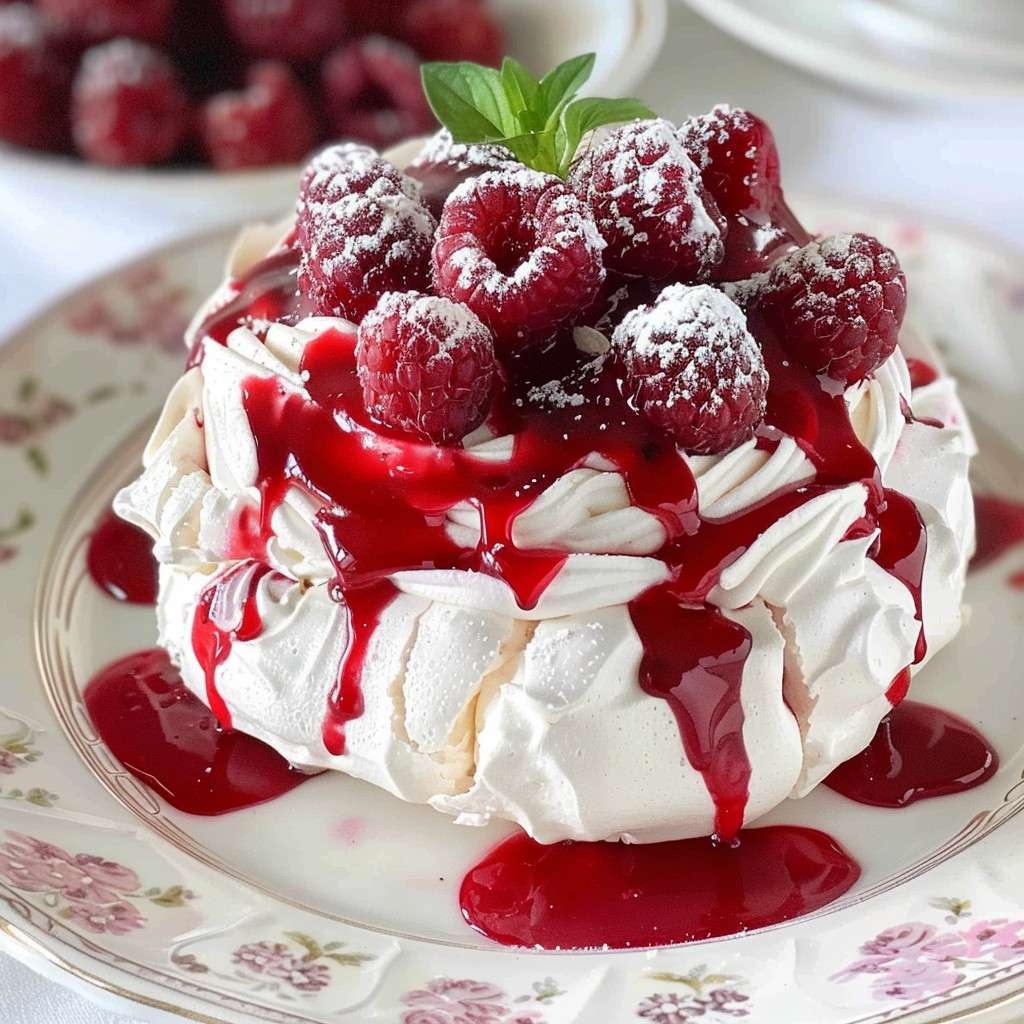 Rose-Infused Raspberry Pavlova with Whipped Mascarpone