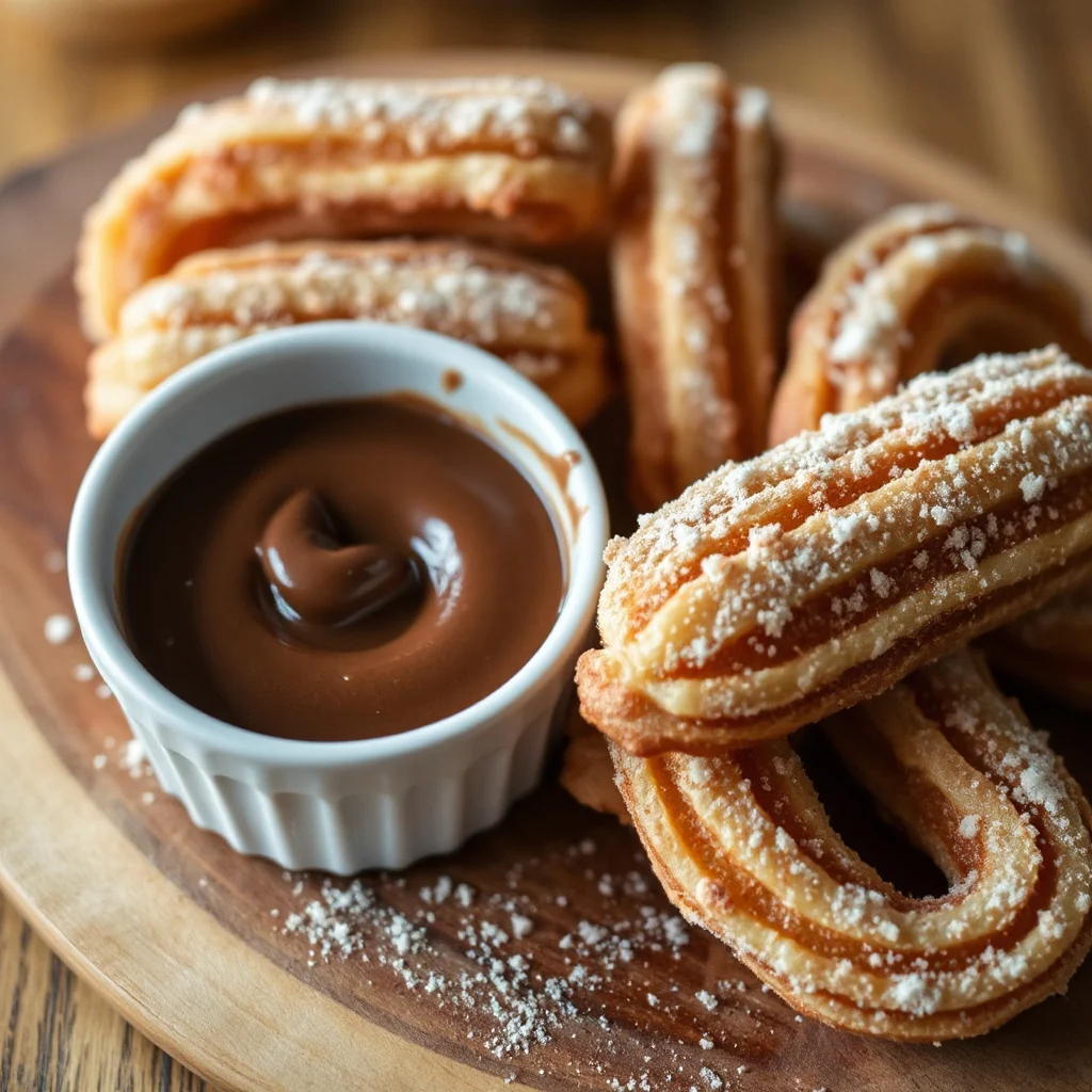 Fried Churro Sticks with Cinnamon Sugar and Chocolate Dipping Sauce