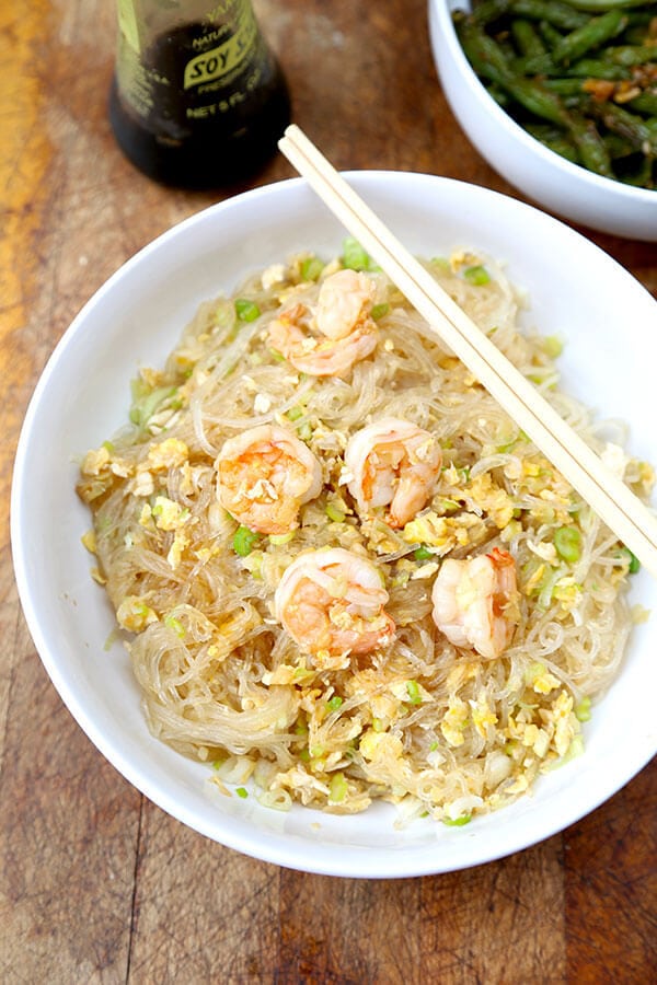 Stir-Fried Glass Noodles with Shrimp and Thai Basil