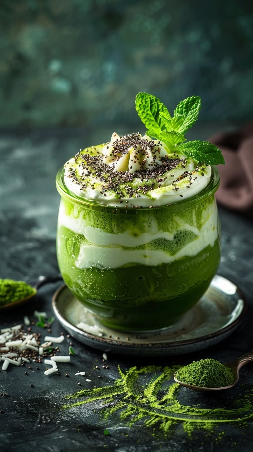 Whipped Matcha Mousse with Coconut Cream