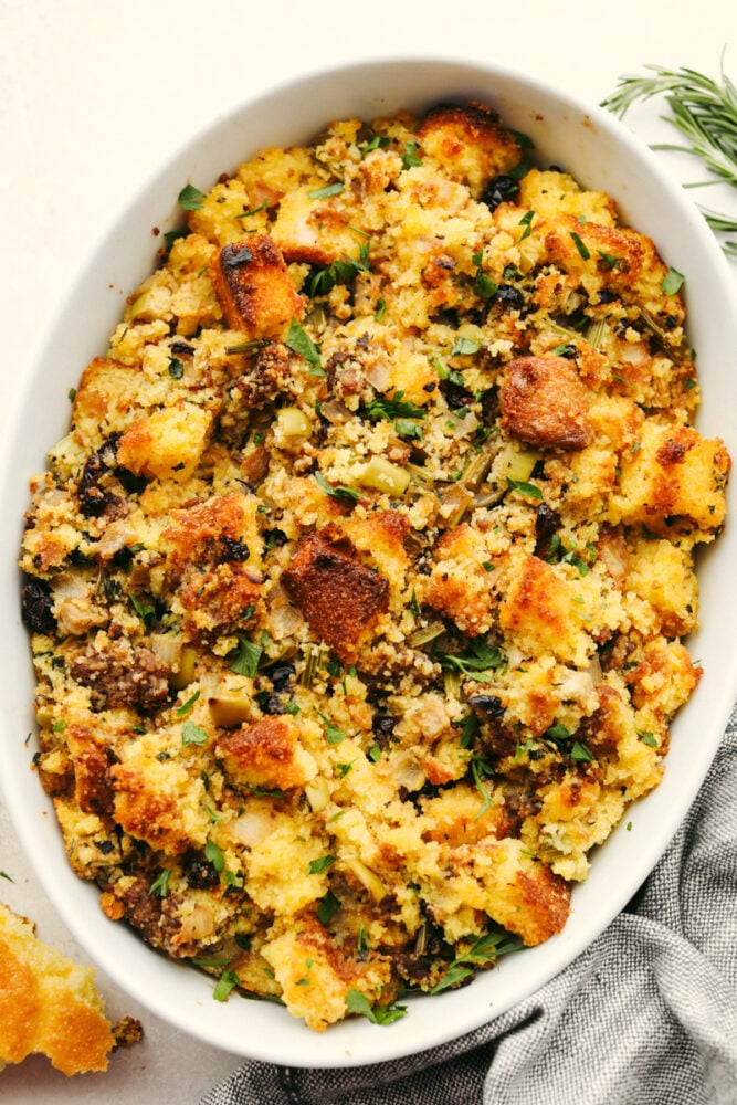 Herbed Cornbread Stuffing with Sausage and Cranberries
