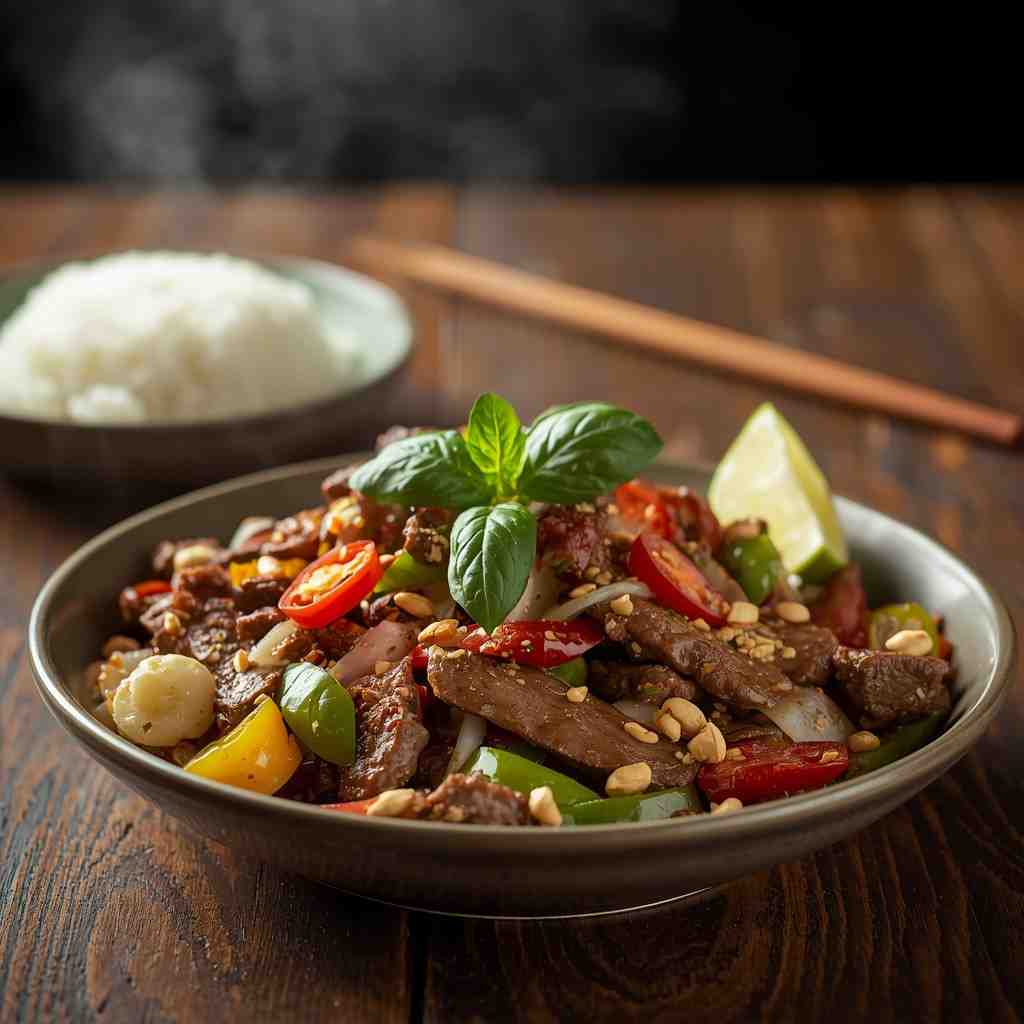 Instant Pot Thai Beef Basil Stir-Fry with Jasmine Rice