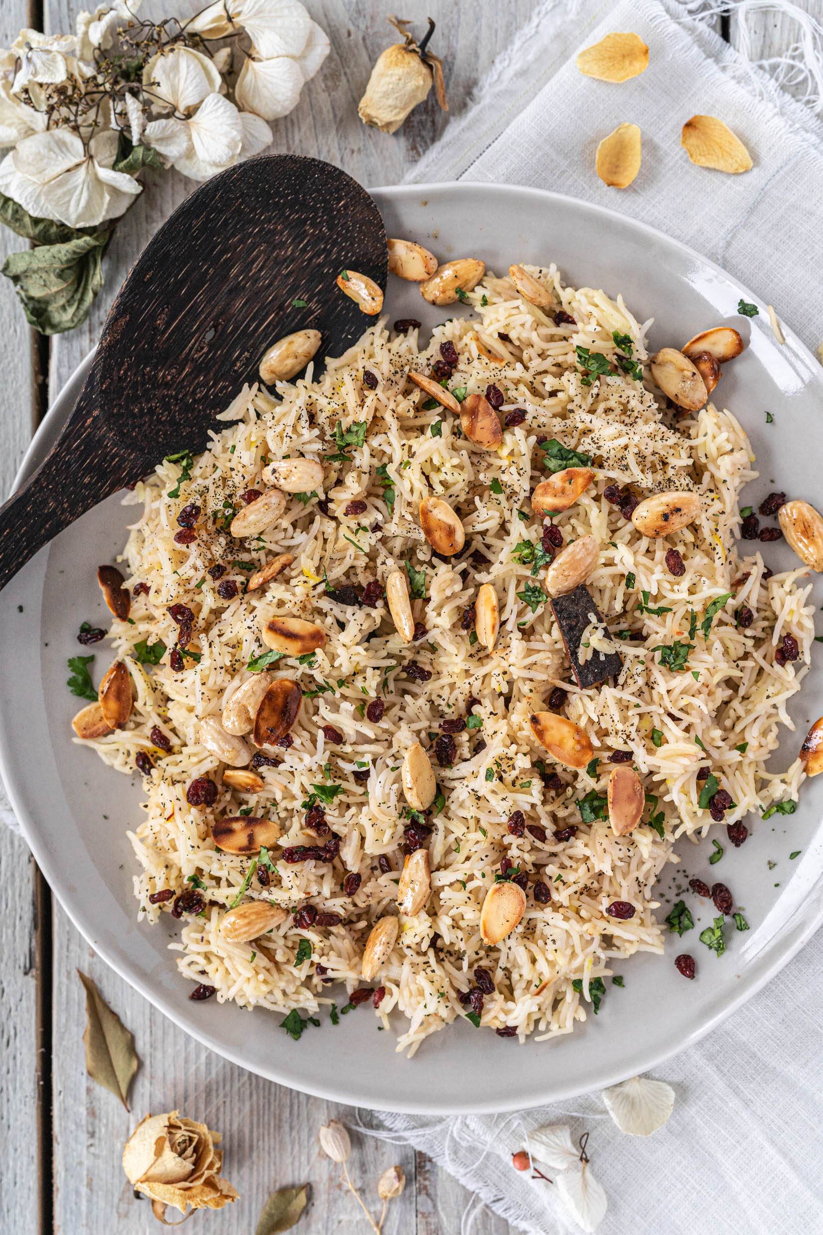 Saffron and Cardamom Pilaf with Toasted Almonds