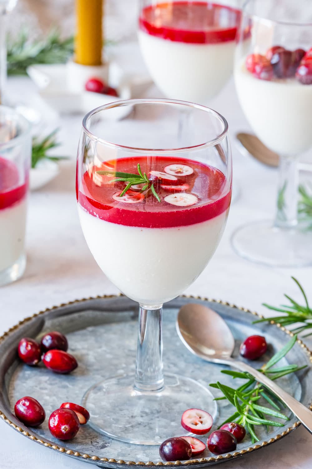 Gingerbread Spice Panna Cotta with Cranberry Compote