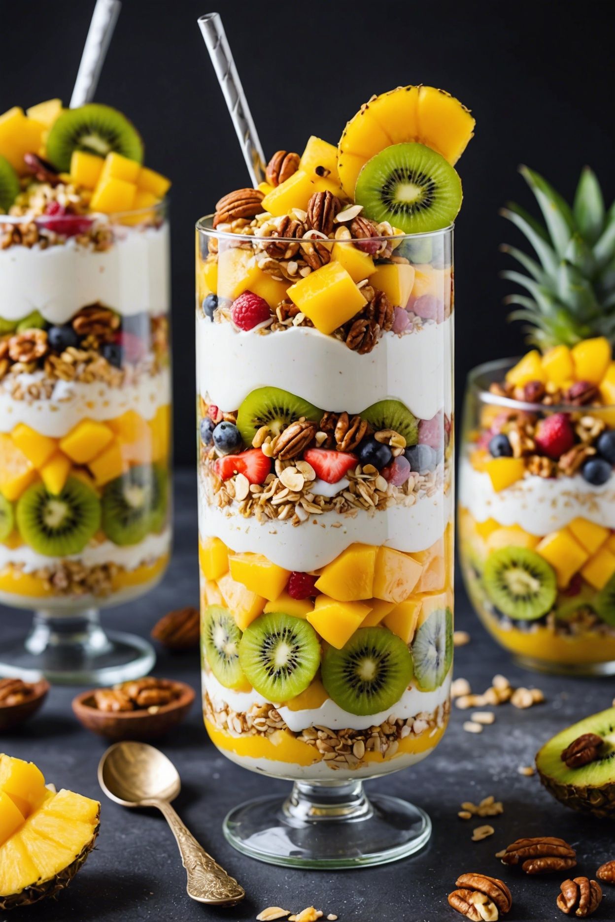 No-Bake Rainbow Yogurt Parfait with Fresh Fruit