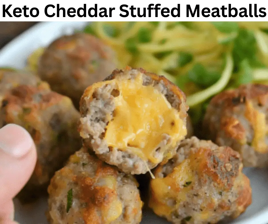 Cheddar-Stuffed Keto Meatballs with Garlic Butter Sauce