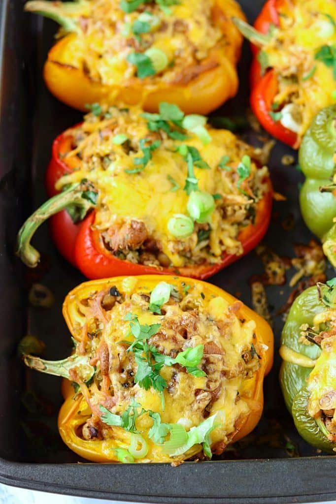 Middle-Stuffed Bell Peppers with Quinoa and Chickpeas